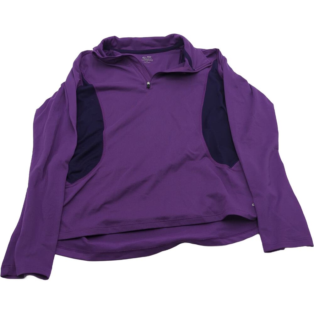 Champion L Semi-Fitted Purple Half-Zip‎ Pullover, Blue Side Panels